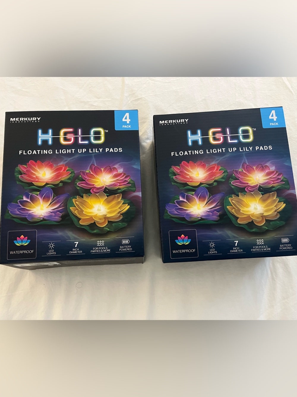 New! Merkury HGL0 Floating Light Up Lily Pads - Multicolor (4 Pack)